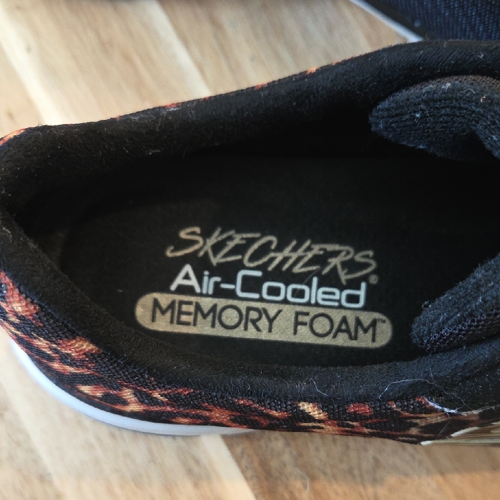 Skechers Women's Black and Animal Print Sneakers - Picture 2 of 5